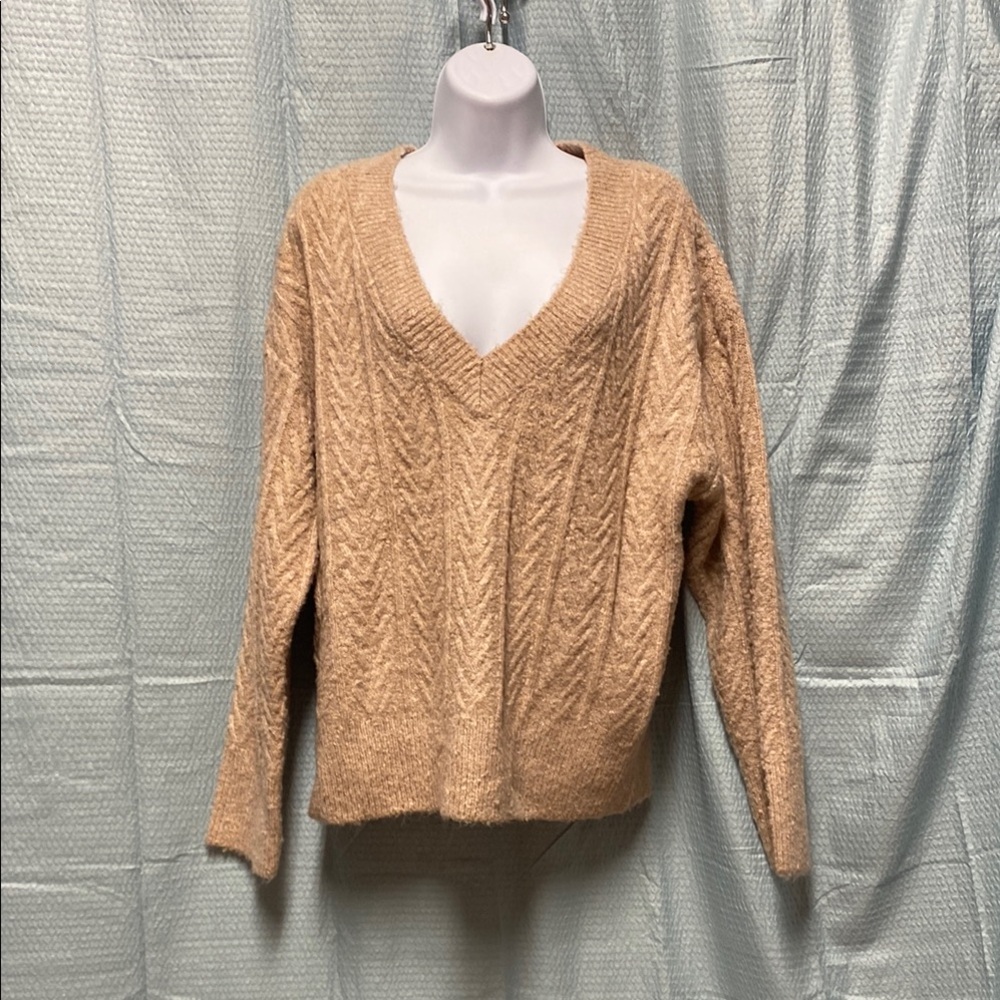 NWT‎ Jason Wu Size medium blush taupe V-Neck Sweater viscose soft warm comfy